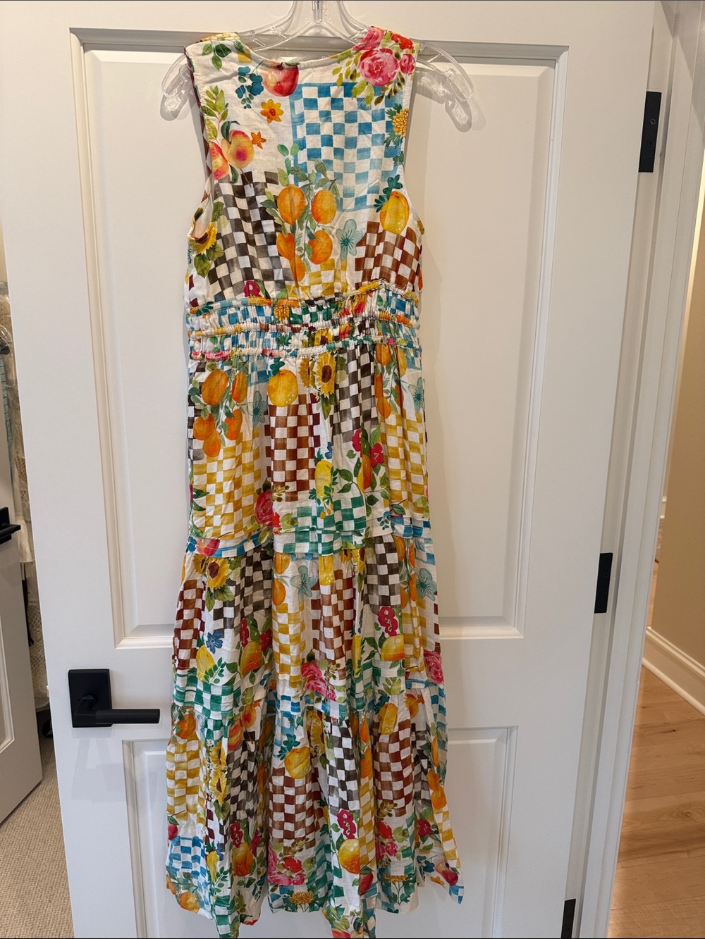 Anthropologie Floral, Fruit & Check Tiered Maxi Dress - Multicolor - Picture 2 of 7